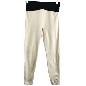 Le ORE Leggings Women SP Cream Black Crossover Elastic Waistband Pull-On Stretch